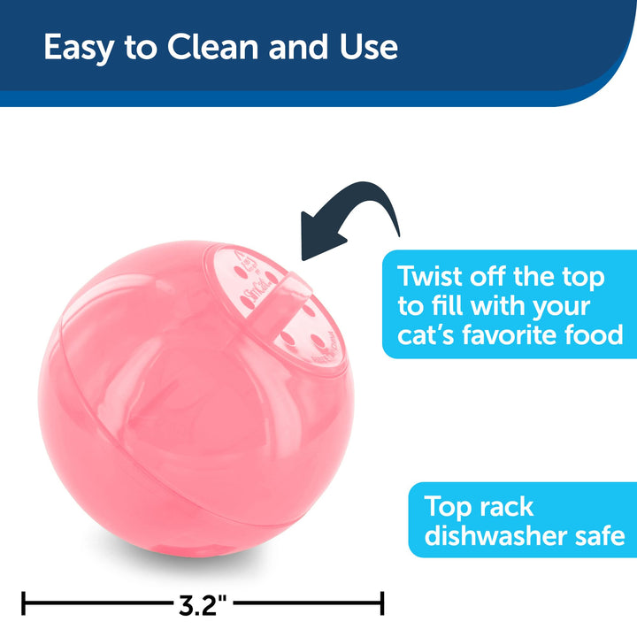 Slimcat Feeder Ball - Interactive Game for Your Cat - Fill with Food and Treats - Pink