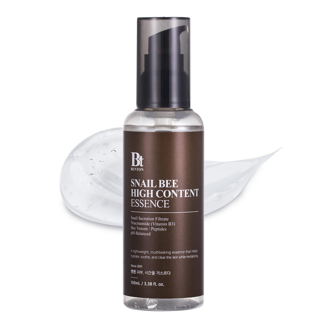 BENTON Snail Bee High Content Essence 60ml (2.02 fl oz.) - Snail Mucin Essence with Niacinamide & Bee Venom | Korean Skin Care Face Moisturizer For Women & Men (2022 Package)