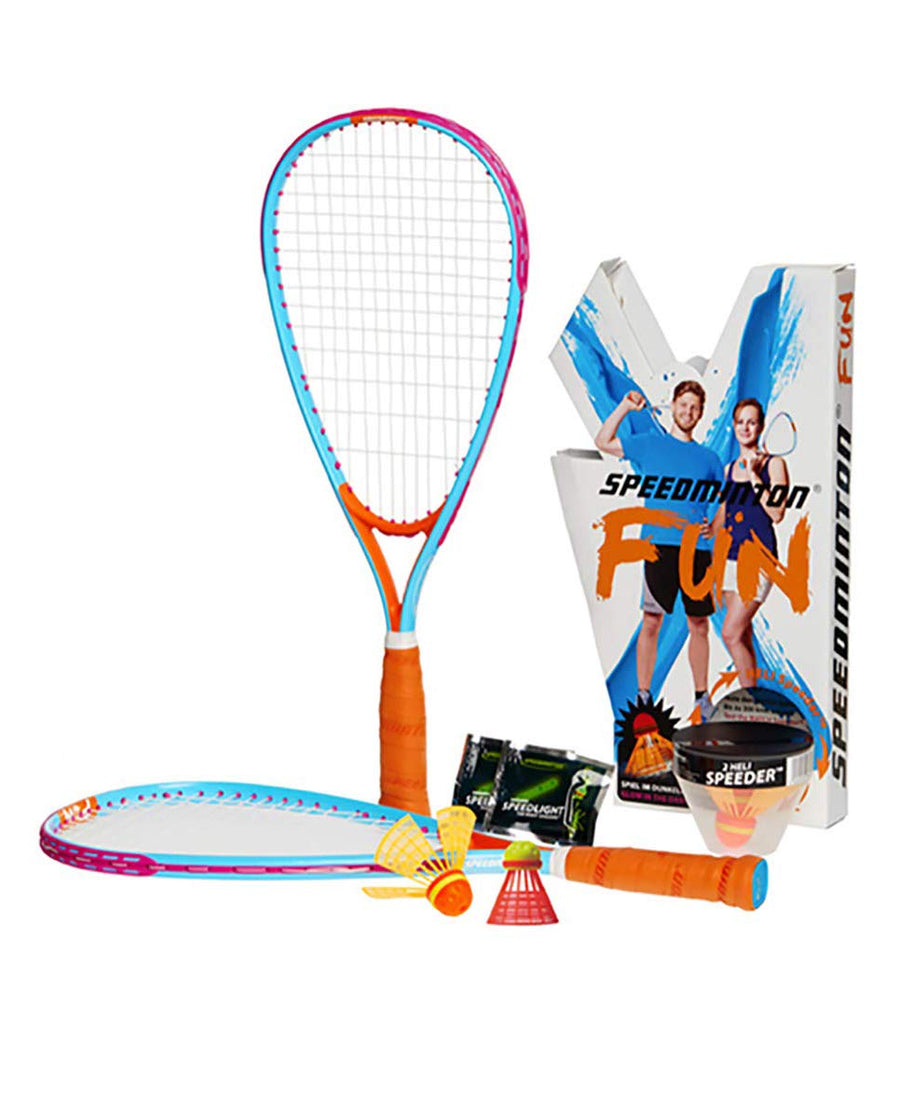 SM01-FUN-10 FUN Set - Alternative to beach ball, spike ball, badminton, incl. 1 HELI and one FUN Speeder, perfect for the beach, park or backyard, Blue Orange