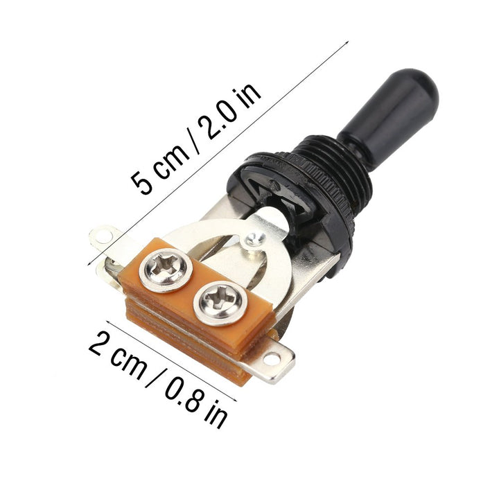 1Pc Guitar 3 Way Switch, Metal Guitar Pickup Selector Toggle Switch with Black Tip Replacement Part for LP Style Electric Guitar(Black)