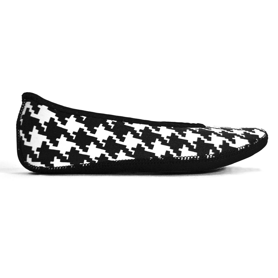 NuFoot Ballet Flats Women's Shoes Best Foldable & Flexible Flats Slipper Socks Travel Slippers & Exercise Shoes Dance Shoes Yoga Socks House Shoes Indoor Slippers Black and White Hounds Tooth Large