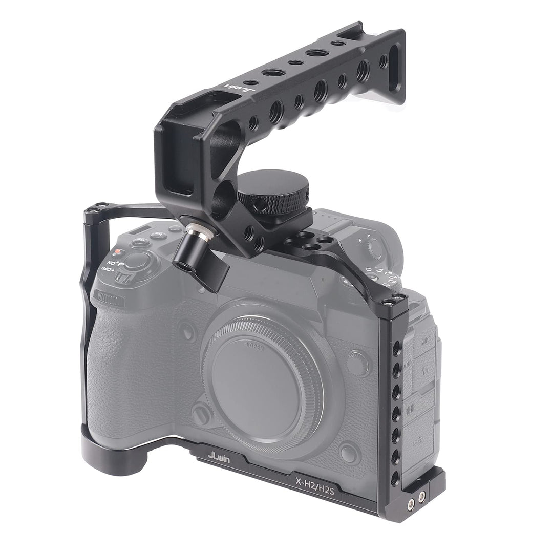 Camera Cage Video Filmmaking Stabilizer Rig Aluminium Alloy Extension Frame with Cold Shoe and 1/4 3/8 Screw Mouting for Fujifilm X-H2/X-H2S Camera