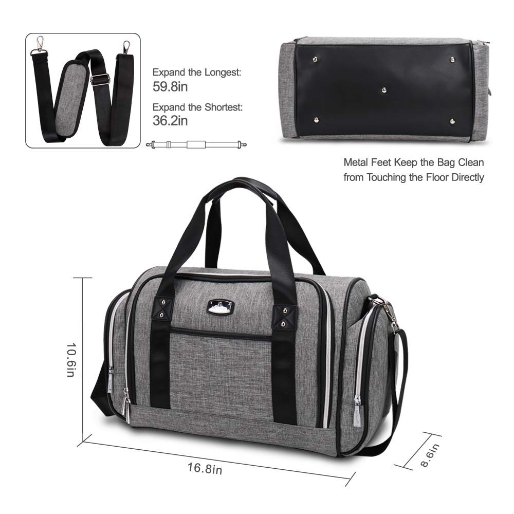 Diaper Bag, Large Baby Diaper Tote for Mom and Dad, Convertible Travel Baby Bag with Insulated Pockets (Gray)
