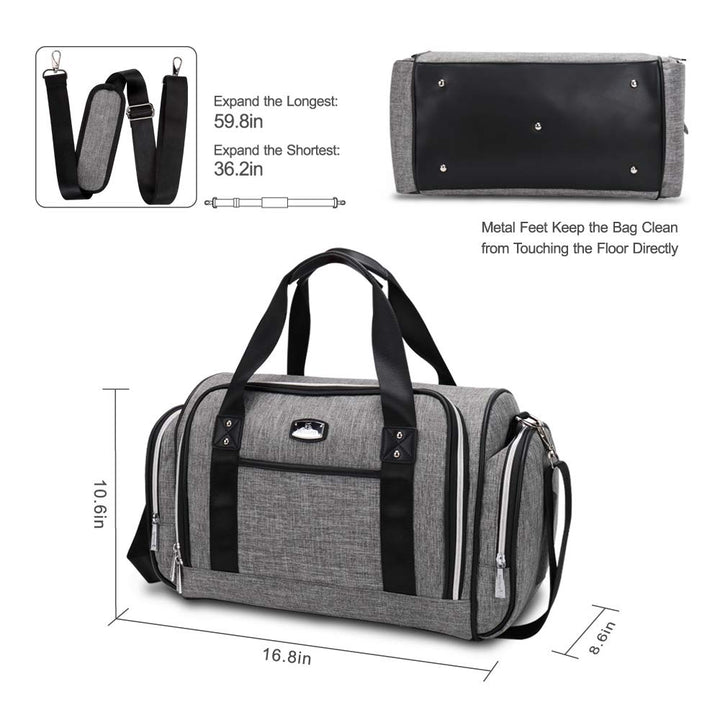 Diaper Bag, Large Baby Diaper Tote for Mom and Dad, Convertible Travel Baby Bag with Insulated Pockets (Gray)
