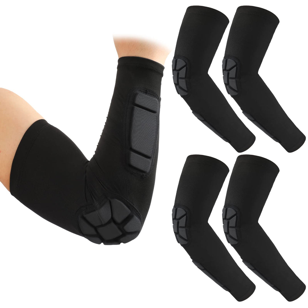 4 Pcs Padded Arm Sleeves Elbow Forearm Crashproof Pads Elbow Guard Compression Arm Protective Support Basketball Shooter Sleeves for Football Volleyball Soccer Baseball Men Women