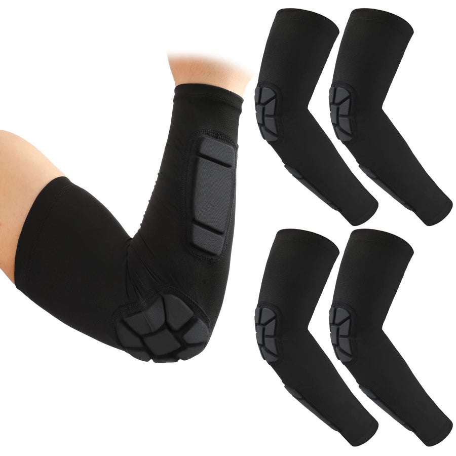 4 Pcs Padded Arm Sleeves Elbow Forearm Crashproof Pads Elbow Guard Compression Arm Protective Support Basketball Shooter Sleeves for Football Volleyball Soccer Baseball Men Women