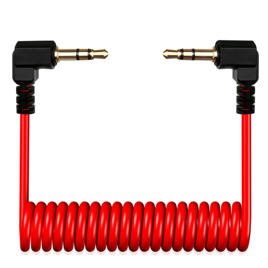 TRS Cable,3.5mm TRS to TRS Adapter Microphone Patch Cable,1/8 Aux Cord TRS Audio Converter Patch Cables,Cameras Coiled Live Streaming Mic Cord (Red)