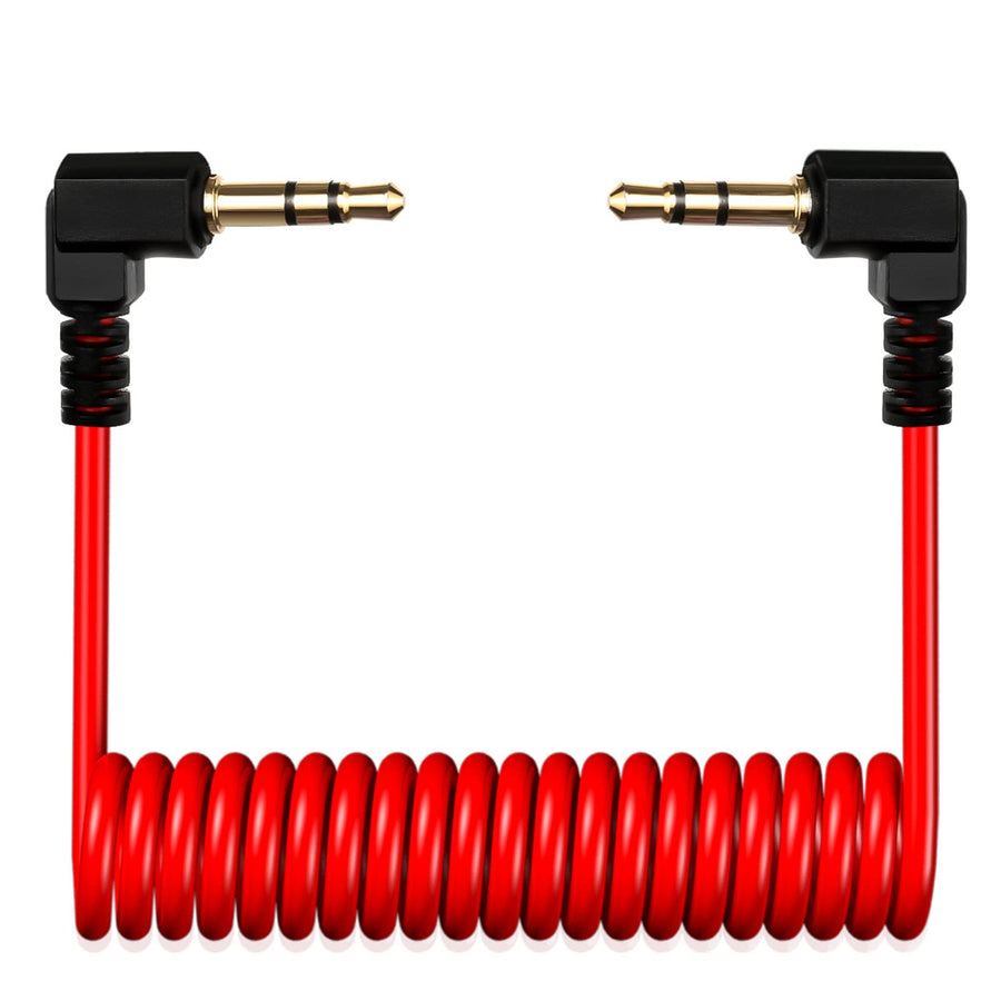 TRS Cable,3.5mm TRS to TRS Adapter Microphone Patch Cable,1/8 Aux Cord TRS Audio Converter Patch Cables,Cameras Coiled Live Streaming Mic Cord (Red)
