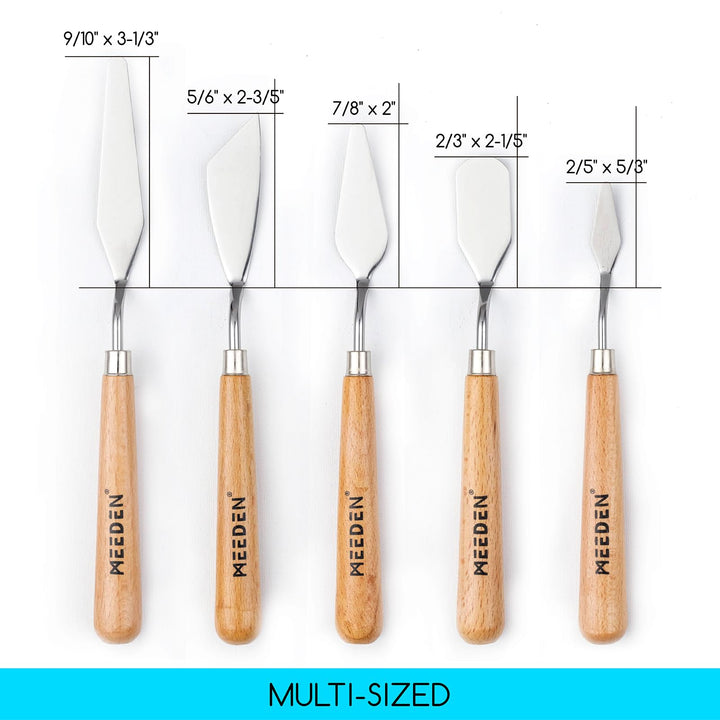 5Pcs Palette Knife Set: Stainless Steel Painting Knives with Wood Handle - Pallet Knife Set for Oil Canvas Acrylic Painting Color Mixing