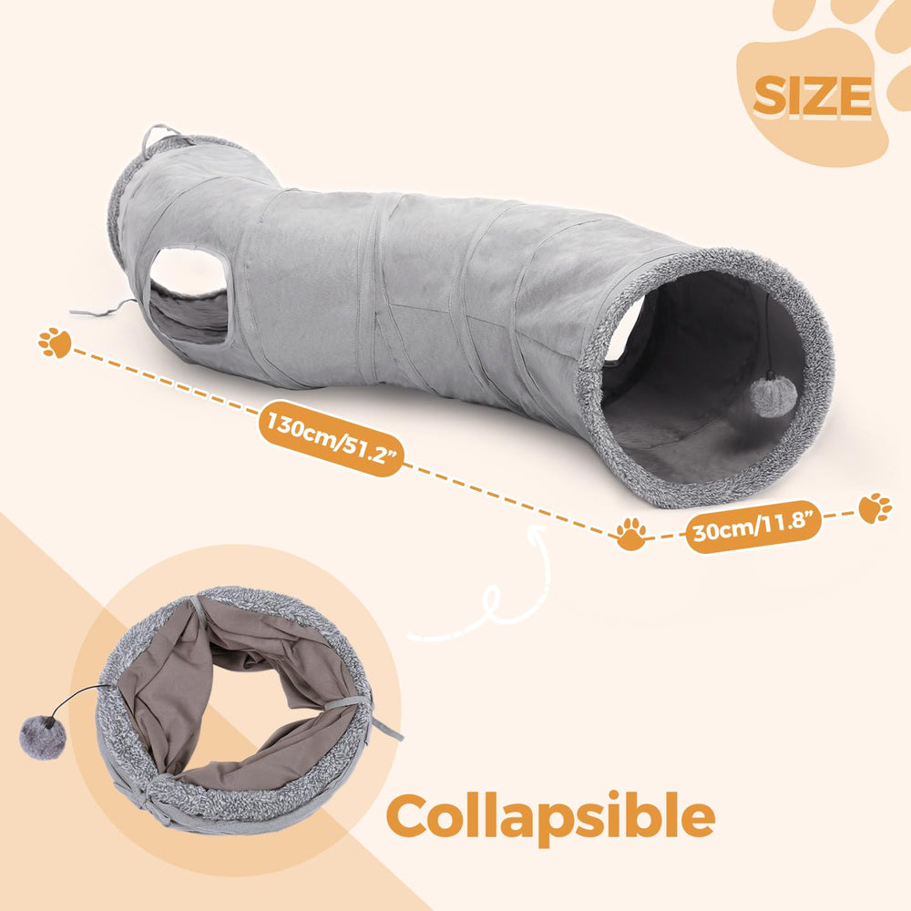 Cat Tunnel Collapsible S Shape Cat Play Tube 10.5 Inches in Diameter