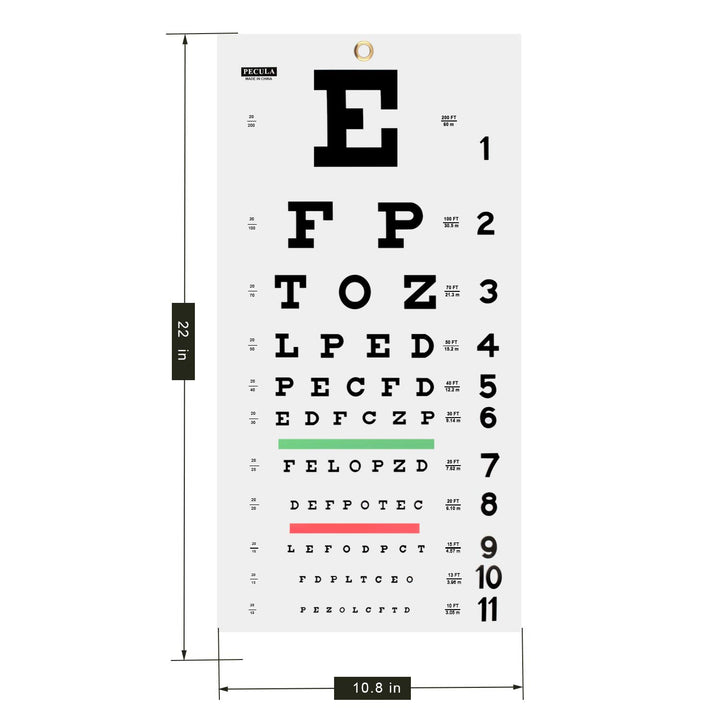 Eye Chart, Snellen Eye Chart, Wall Chart, Eye Charts for Eye Exams 20 feet 11 X 22 in.