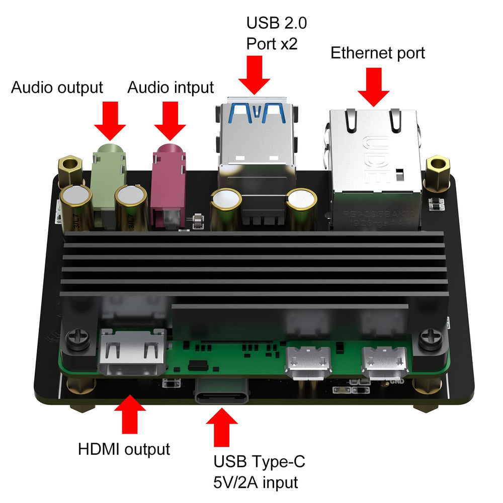 Raspberry Pi Zero 2/2W Heatsink Kit Raspberry Pi Zero Ethernet Expansion Board Raspberry Pi Zero DAC Input/Ouput Support All Raspberry Pi System