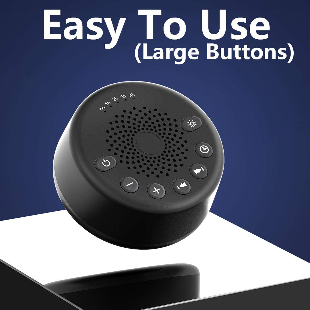 Sound White Noise Machine with 25 Soothing Sounds and Memory Function 32 Levels of Volume and 5 Sleep Timer Powered by AC or USB for Sleeping Relaxation (Black-No Light)