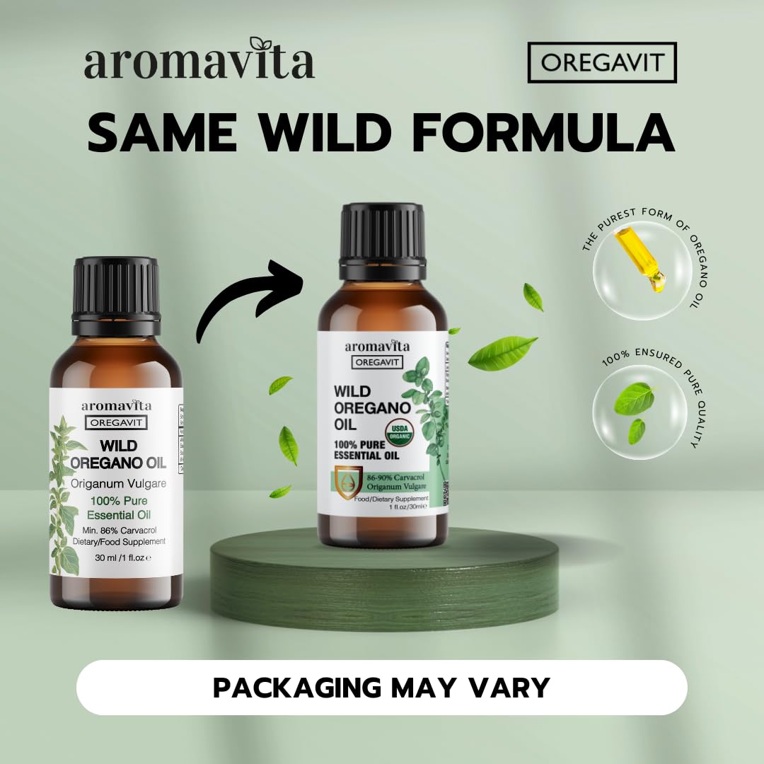Wild Oregano Oil Organic - 100% Pure Undiluted Organic Wild Oregano Oil with 86-90% Carvacrol, Immune Support - Plant-Based, Herbal Supplement - Vegan, Non GMO, Gluten Free, 1fl.oz/30ml