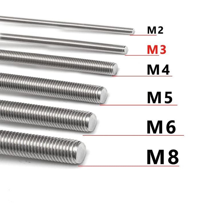 Feelers 304 Stainless Steel M3-0.5 Fully All Threaded Rod, Long Threaded Screw, Right Hand Threads, 250mm LengthPack of 2