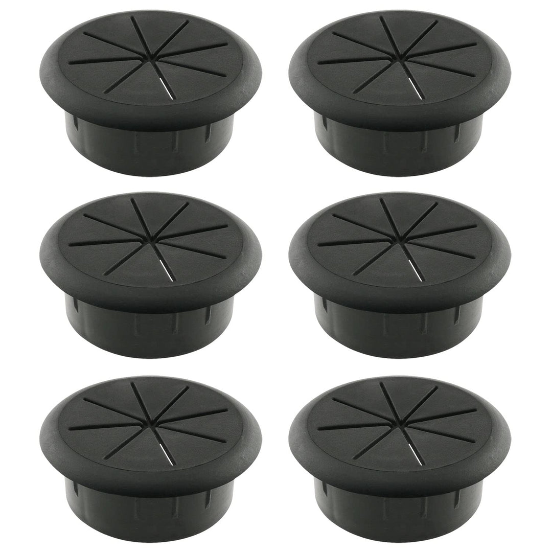 6PCS 50mm Desk Cord Grommets Wire Cable Hole Cover Flexible Desk Grommet Wires and Cables Organizer for Office PC Desk Cable Cord Cover, Black