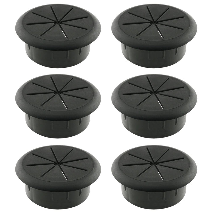 6PCS 50mm Desk Cord Grommets Wire Cable Hole Cover Flexible Desk Grommet Wires and Cables Organizer for Office PC Desk Cable Cord Cover, Black