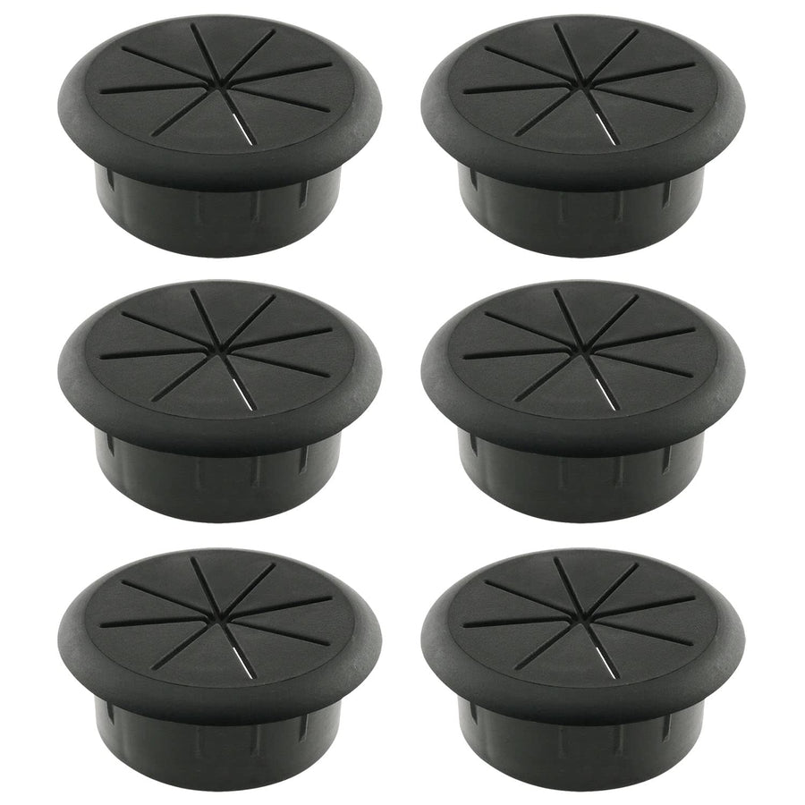 6PCS 50mm Desk Cord Grommets Wire Cable Hole Cover Flexible Desk Grommet Wires and Cables Organizer for Office PC Desk Cable Cord Cover, Black