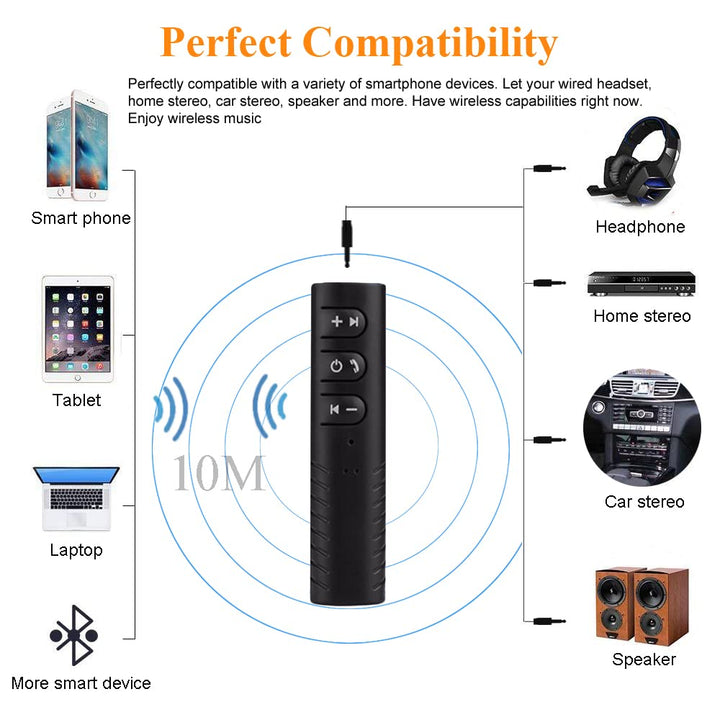 Bluetooth V5.0 Output Audio Receiver, Mini Wireless 3.5mm Jack Aux Adapter Portable for Headphones, Speakers, Car/Home Stereo System(Black)