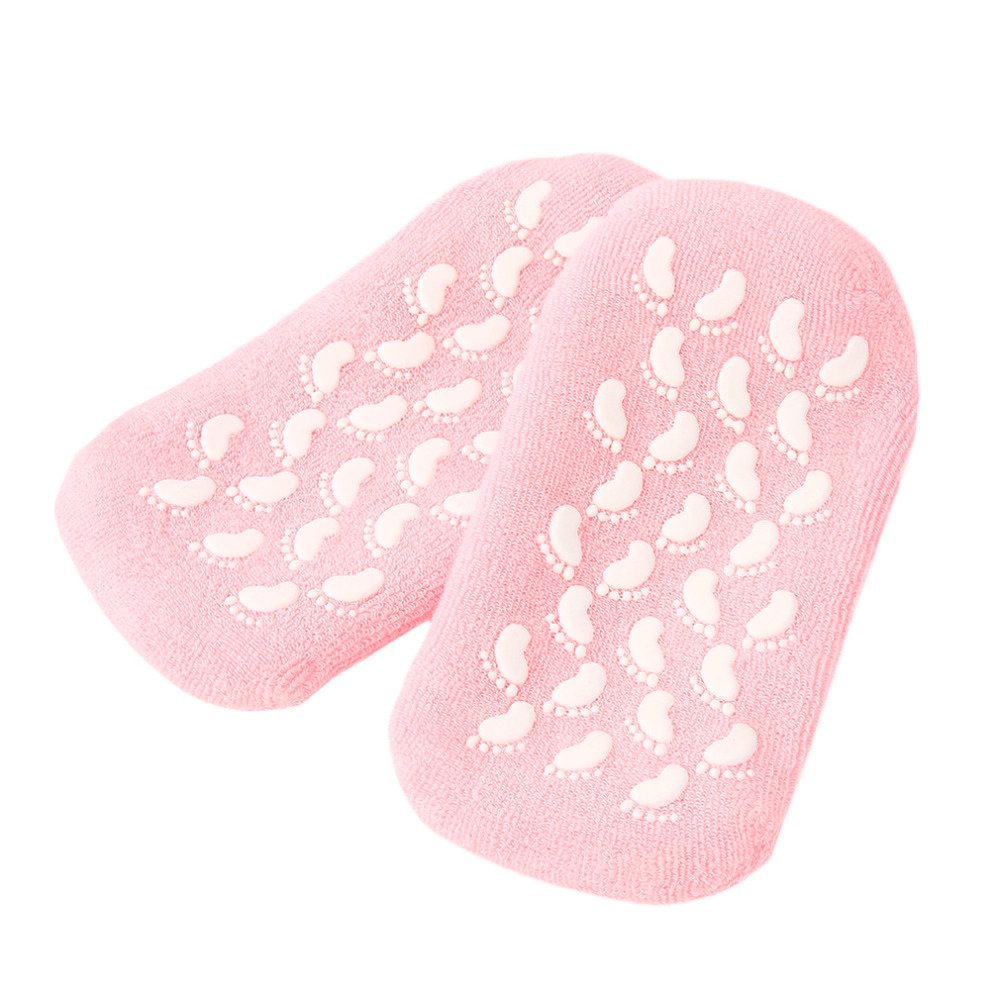 Spa Gel Socks for Cracked Skin Moisturising feet care Soften Exfoliating Dry Heel Booties pedicure(socks, pink)