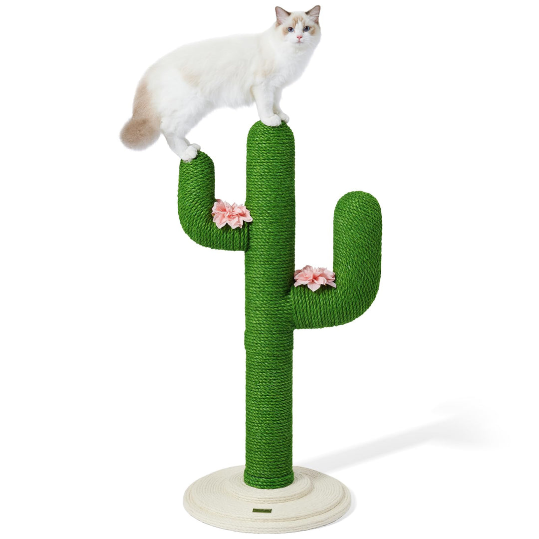 Cat Scratching Post, Cactus Scratch Posts for Indoor Adult Cats Kittens, 41.3 Inches Large Sisal Cat Scratcher, Extra Large Sisal Cat Scratcher, Durable Cat Scratch Tree for Active Cats