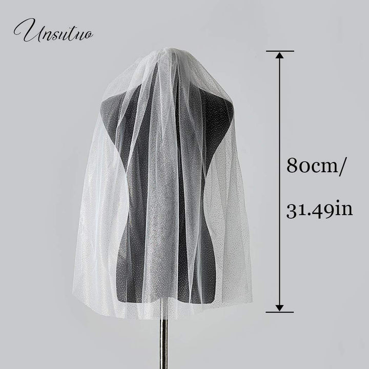 1 Tier Glitter Bride Wedding Veil Fingertip Bachelorette Party Veil Sparking Bridal Veil for Women and Girls (Ivory)