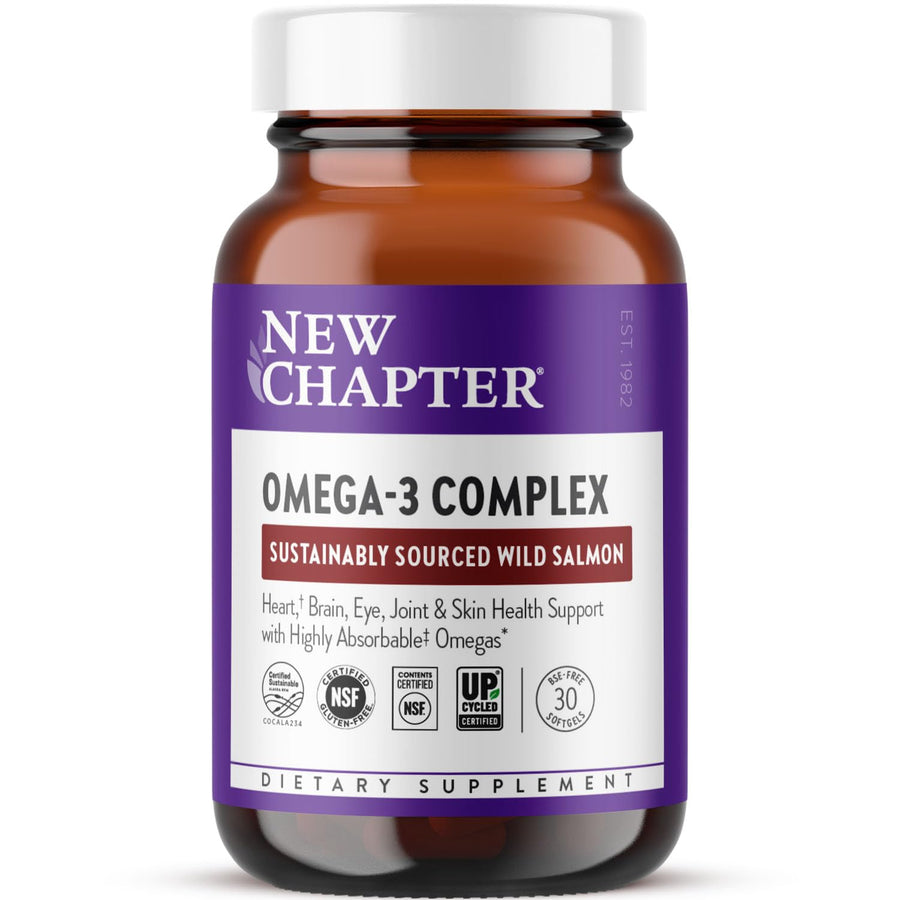 Omega-3 Complex, Fish Oil Supplement Wild Alaskan Salmon for Heart, Brain, Eye, Joint & Skin Health Support - 30 Count
