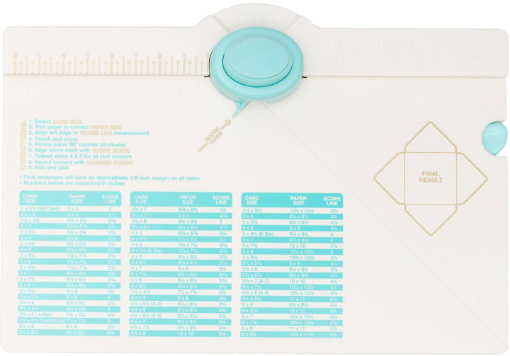 , Envelope Punch Board Kit, Includes 1 6.75 x 10.5 Score Board, Two-Way Envelope Punch, Bone Folder, and Measurement Chart, Create Home Made Envelopes and Invitations