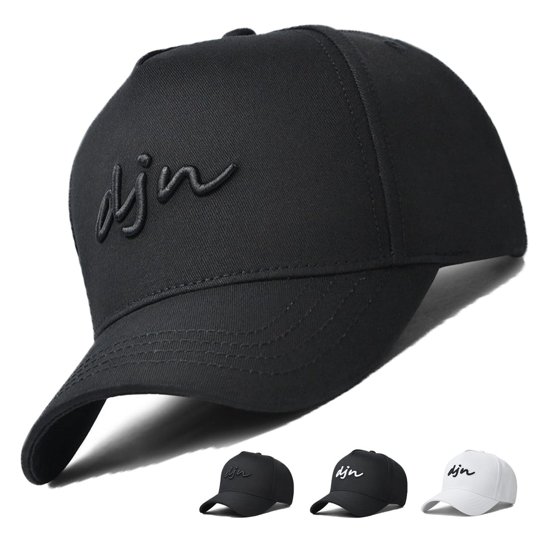 Cap Oversize XXL High Crown Baseball Cap Big Head Hats for Men Dad Hat Adjustable Plain Running Cap 23.6-25.6 (Black)