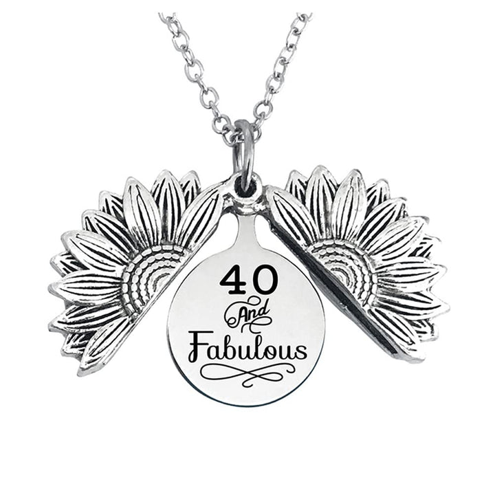 40th Birthday Gifts Sunflower Necklaces for Women 40 and Fabulous Pendant Neckelace for 40 Year Old Woman Birthday Gift for Sister Mom Wife 40 Yrs Old Birthday Gifts