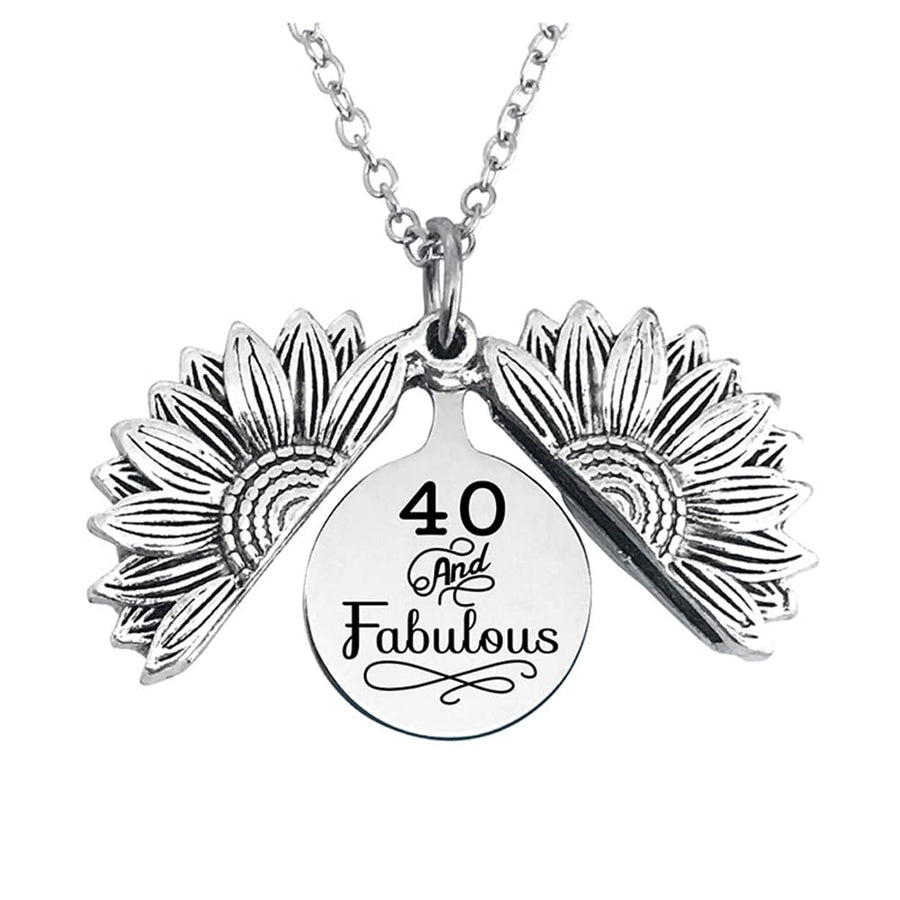 40th Birthday Gifts Sunflower Necklaces for Women 40 and Fabulous Pendant Neckelace for 40 Year Old Woman Birthday Gift for Sister Mom Wife 40 Yrs Old Birthday Gifts