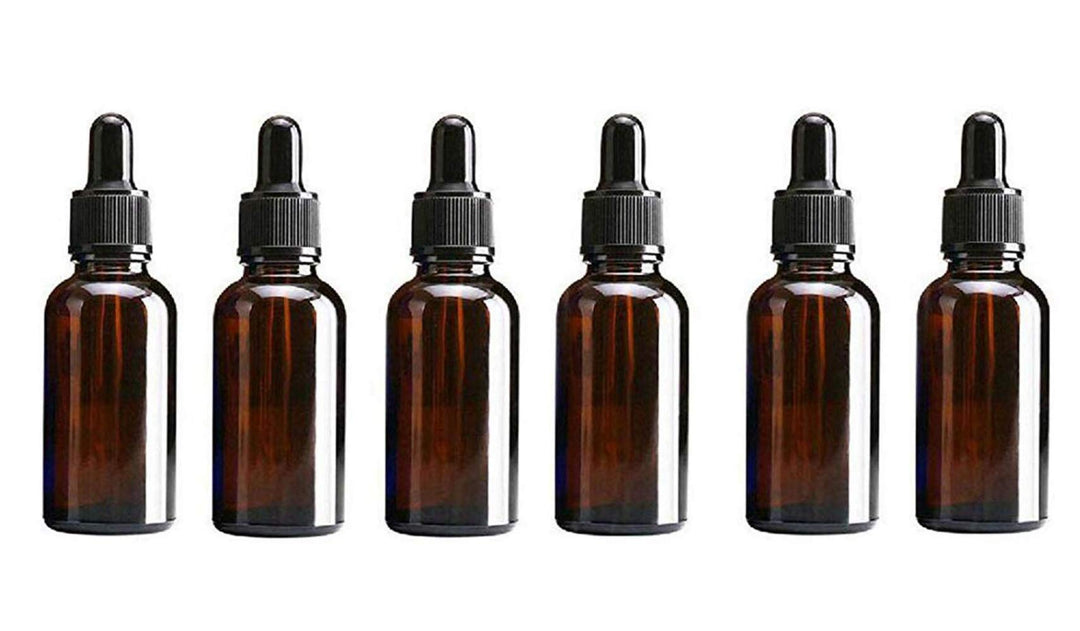 30Ml: 6Pcs Empty Amber Glass Dropping Bottles Vial Containers with Glass Pipette and Grey Dropper Cap for Essential Oil Perfume Makeup Cosmetic Eyes Drops Eyelquid Storage (30Ml)