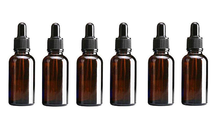30Ml: 6Pcs Empty Amber Glass Dropping Bottles Vial Containers with Glass Pipette and Grey Dropper Cap for Essential Oil Perfume Makeup Cosmetic Eyes Drops Eyelquid Storage (30Ml)
