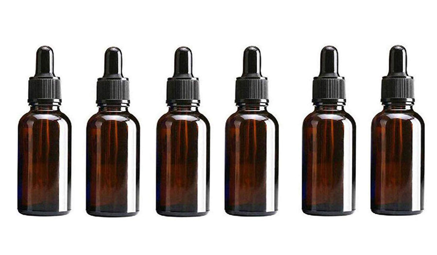 30Ml: 6Pcs Empty Amber Glass Dropping Bottles Vial Containers with Glass Pipette and Grey Dropper Cap for Essential Oil Perfume Makeup Cosmetic Eyes Drops Eyelquid Storage (30Ml)