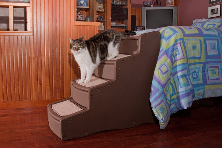 Easy Step IV Pet Stairs, 4 Step for Cats/Dogs, Removable Washable Carpet Treads, for Pets Up to 150lbs, No Tools Required, Available in 4 Colors