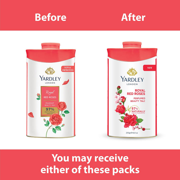London Royal Red Roses Perfumed Talc| Fragrant Beauty Talc for Women| Smooth Texture| 250g