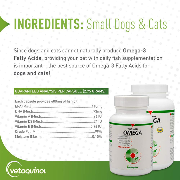 Triglyceride Omega 3 Supplement for Dogs and Cats, Fish Oil Supplement with EPA and DHA, Promotes Skin, Coat, Joint, and Immune Health, Omega 3 Fish Oil for Dogs and Cats up to 30lbs, 250ct