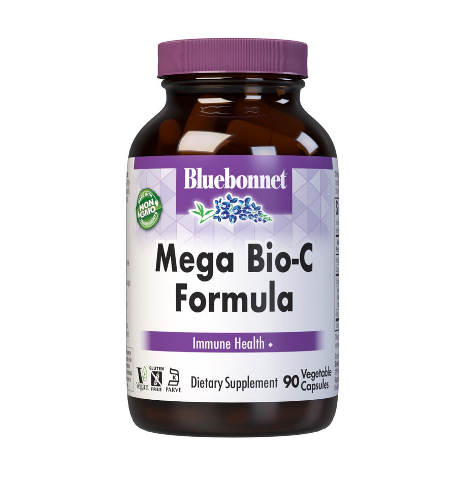 Bluebonnet Nutrition Mega Bio-C Formula Vegetable Capsules, High Potency Buffered Vitamin C, for Immune Health, Soy Free, Gluten Free, Non-GMO, Kosher, Dairy Free, Vegan, 90 Count