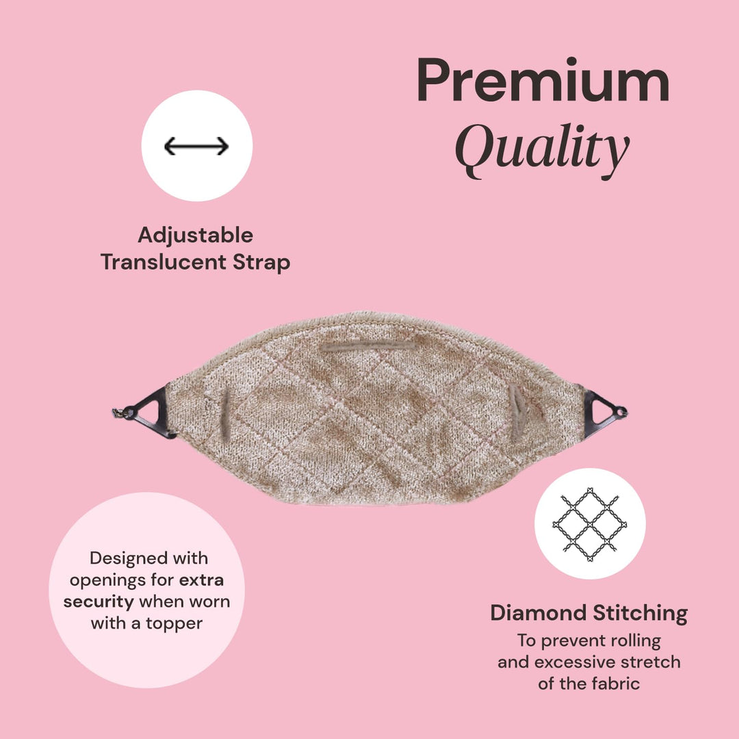 TopGrip Comfort Band for Small Base Toppers, Adjustable Translucent Strap, Side Openings to Secure Your Wig or Topper, Includes Clips, Beige, Small