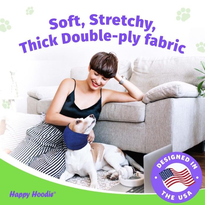 Happy Hoodie The Original Calming Band for Dogs & Cats - Anxiety Relief, Noise Canceling, and Grooming Tool Since 2008 (Large, Black)