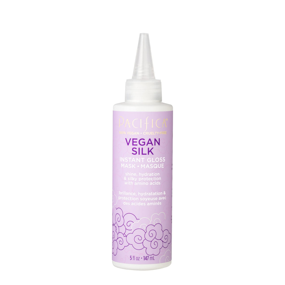 Beauty Vegan Silk Instant Gloss Mask for Dry & Damaged Hair, Vitamin B + Amino Acids, Conditioning Treatment, Glass Hair, Cruelty Free, 100% Vegan, Clear, Vanilla, 5 Fl Oz
