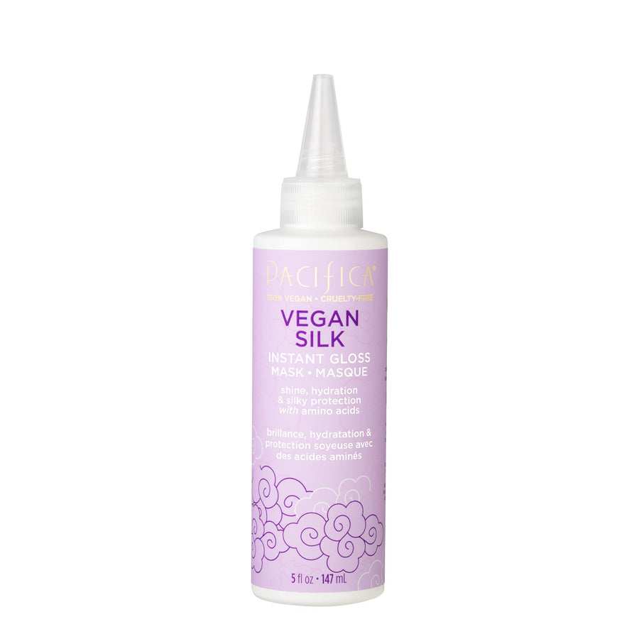 Beauty Vegan Silk Instant Gloss Mask for Dry & Damaged Hair, Vitamin B + Amino Acids, Conditioning Treatment, Glass Hair, Cruelty Free, 100% Vegan, Clear, Vanilla, 5 Fl Oz