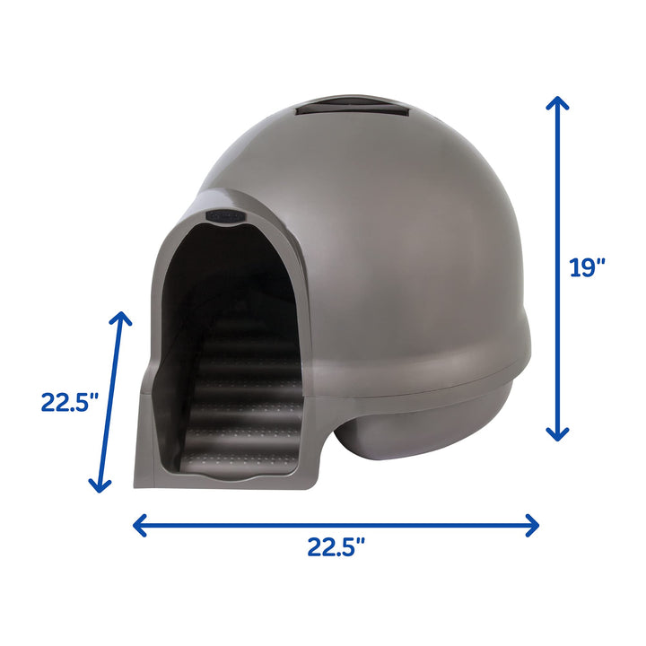 Petmate Clean Step Cat Litter Box Dome (Made in the USA with 95% Recycled Materials)- Brushed Nickel, Made in USA