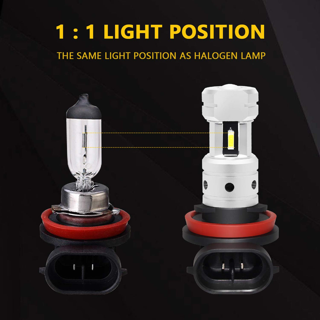 H11 White LED Fog Light Bulbs, Super Bright 3800 Lumens H11LL H8LL H1155 H16 H8 Fog Lights Replacement for Cars, Trucks, SUVs, 6000K Xenon White, Pack of 2