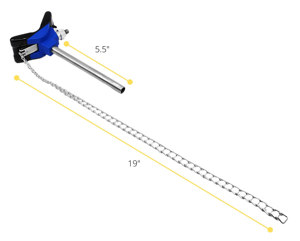 Clamp, 8 Inch with Chain, 19 Inch - With Stainless Steel Rod - Ideal For Beakers, Bottles and Flasks