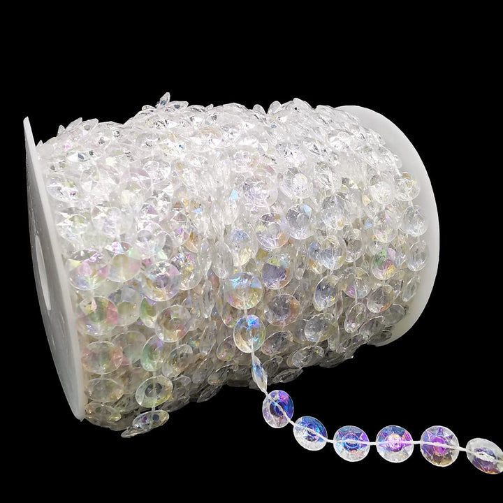 Nonmol 99Ft Crystal Beads Garland Strands 10mm Iridescent Acrylic Diamond Decorations for Party