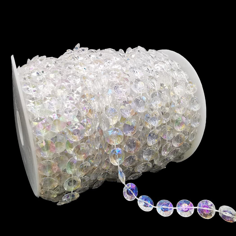 Nonmol 99Ft Crystal Beads Garland Strands 10mm Iridescent Acrylic Diamond Decorations for Party