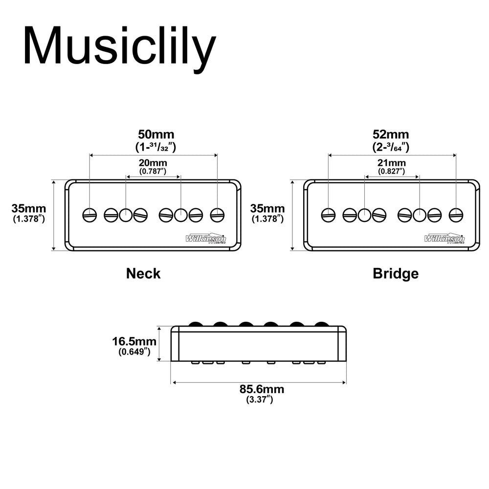Wilkinson M Series Alnico 5 P90 Soapbar Pickups Neck and Bridge Set for Les Paul/SG Electric Guitar, Cream