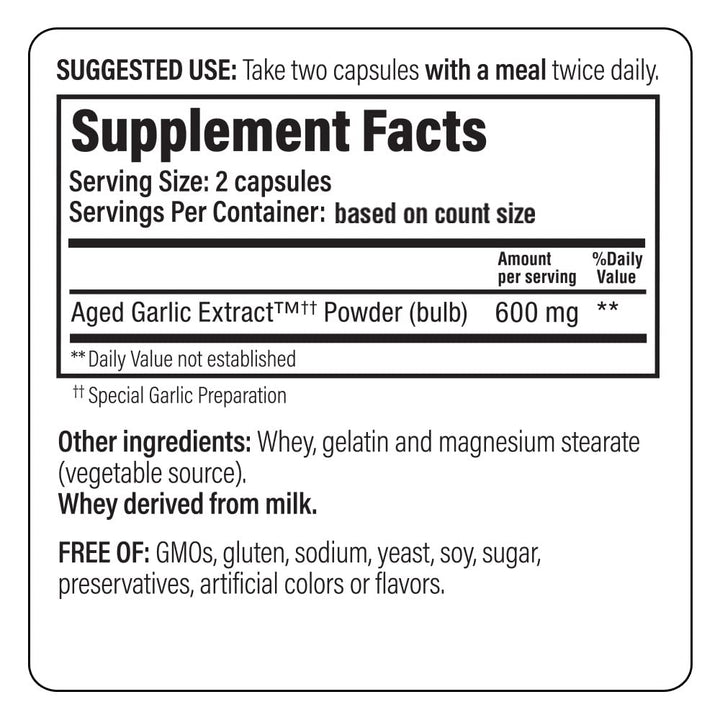 Aged Garlic Extract Formula 100, Original Cardiovascular, 100 Capsules (Packaging May Vary)