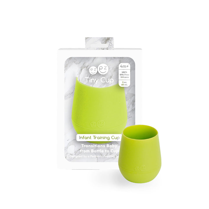 Tiny Cup (Lime) - 100% Silicone Training Cup for Infants - 4 months + - Designed by a Pediatric Feeding Specialist - Baby-led Weaning Essentials & Baby Gifts
